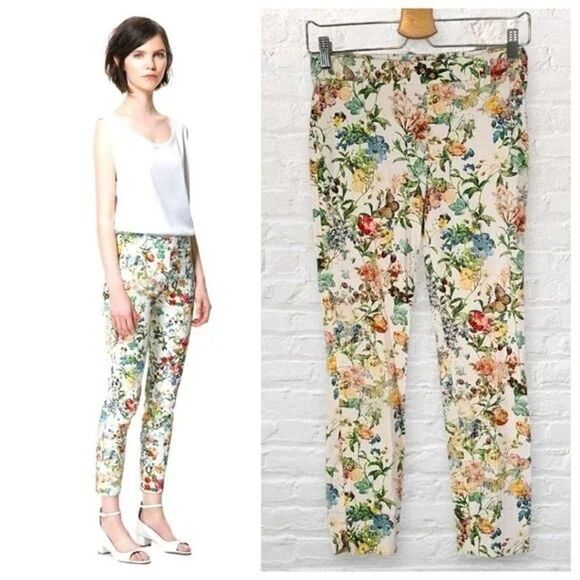 Zara Floral Straight Leg Pants - Multicolor - Picture 9 of 9
